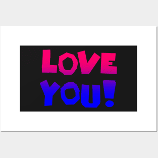 LOVE YOU! In Pink Red Purple and Blue - Hand Lettered Posters and Art